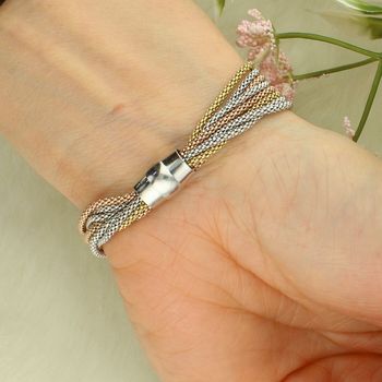 Srebrna bransoletka Fope Z1261 – trójkolorowa singapur 925 damska 18 cm zapięcie.jpg